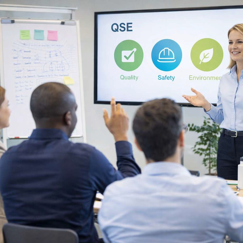 Formation QSE ISOPOP en entreprise avec présentation qualité sécurité environnement
